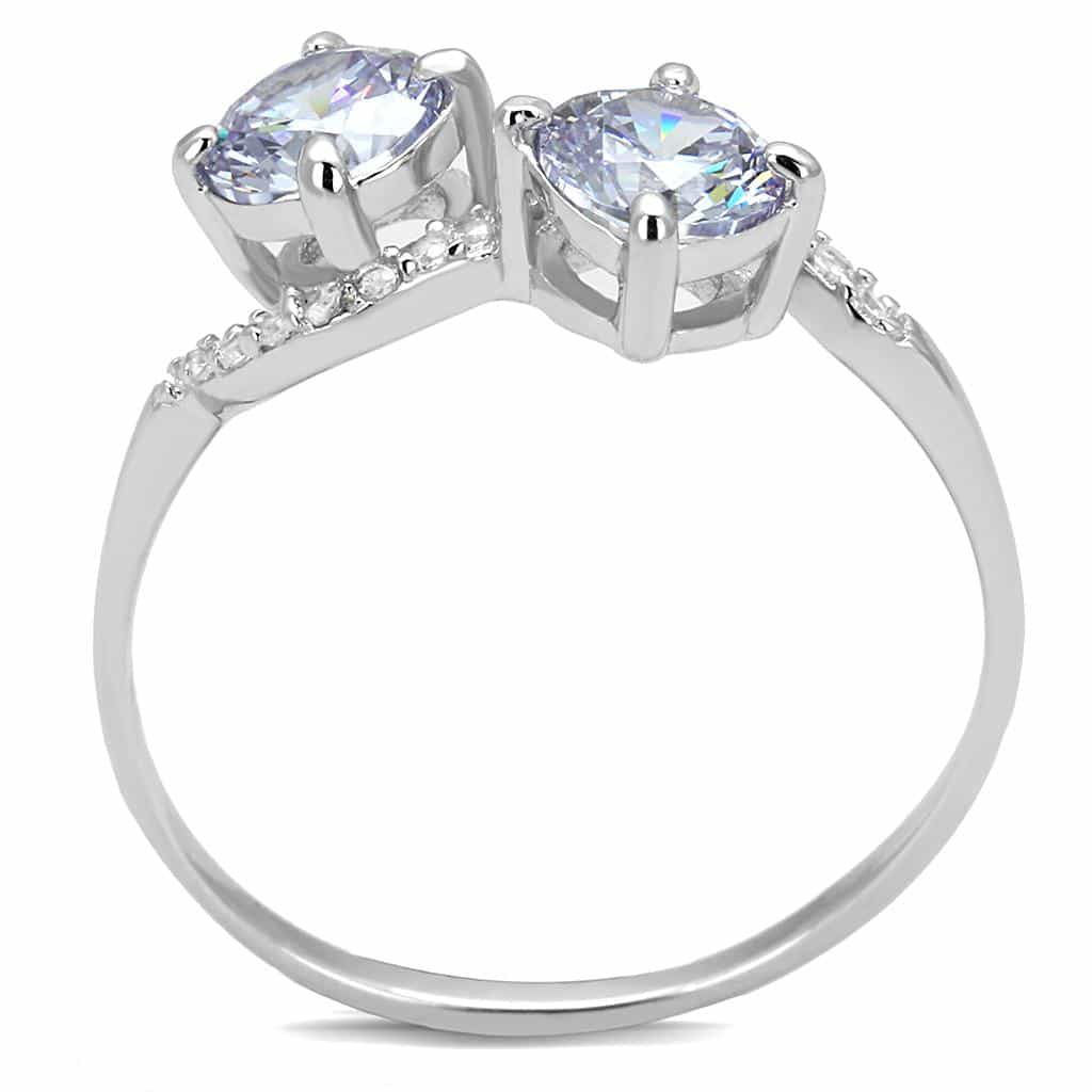 Sterling Silver CZ Round Double Solitaire Twist Bypass Ring view 8