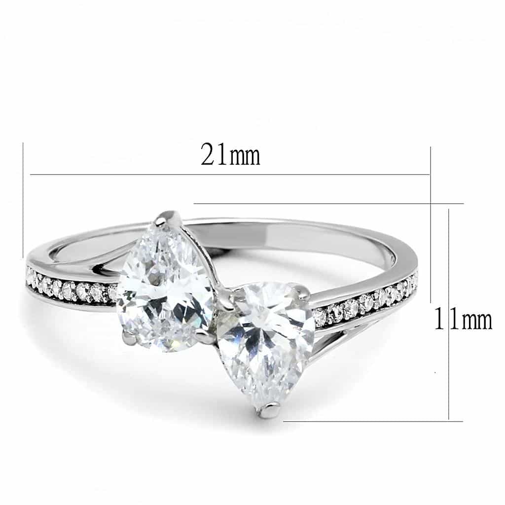 Sterling Silver CZ Oval Marquise Bypass Pave Ring view 7