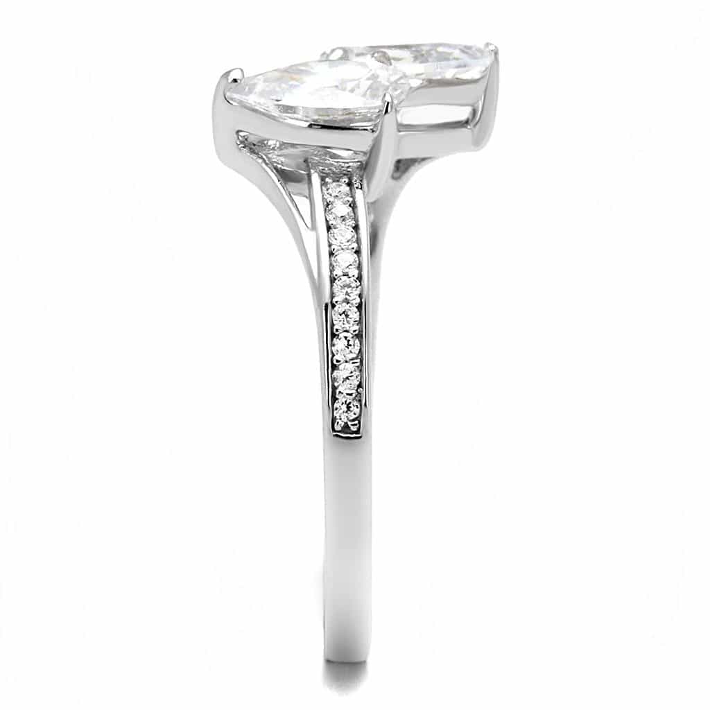 Sterling Silver CZ Oval Marquise Bypass Pave Ring view 4