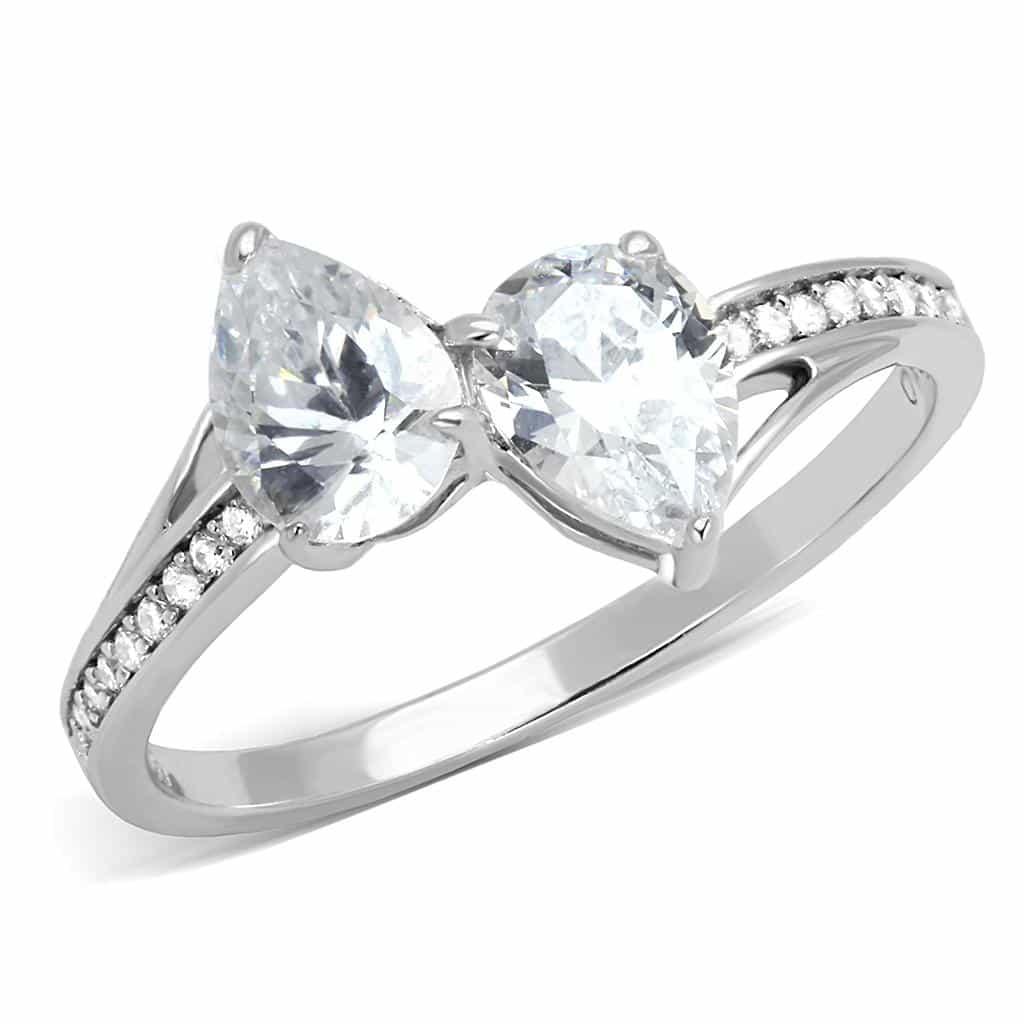 Sterling Silver CZ Oval Marquise Bypass Pave Ring view 10