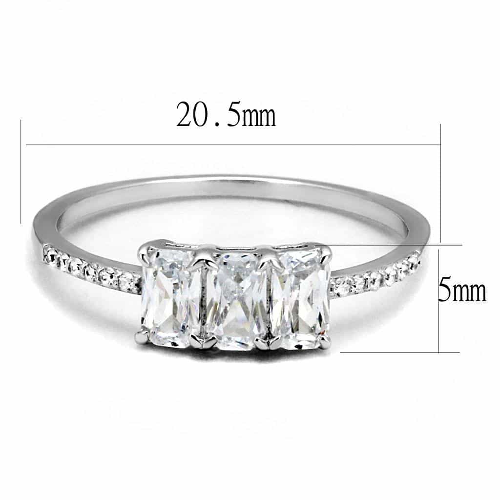 Sterling Silver CZ Baguette Triple Channel Pave Ring view 7