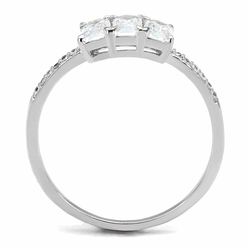 Sterling Silver CZ Baguette Triple Channel Pave Ring view 8