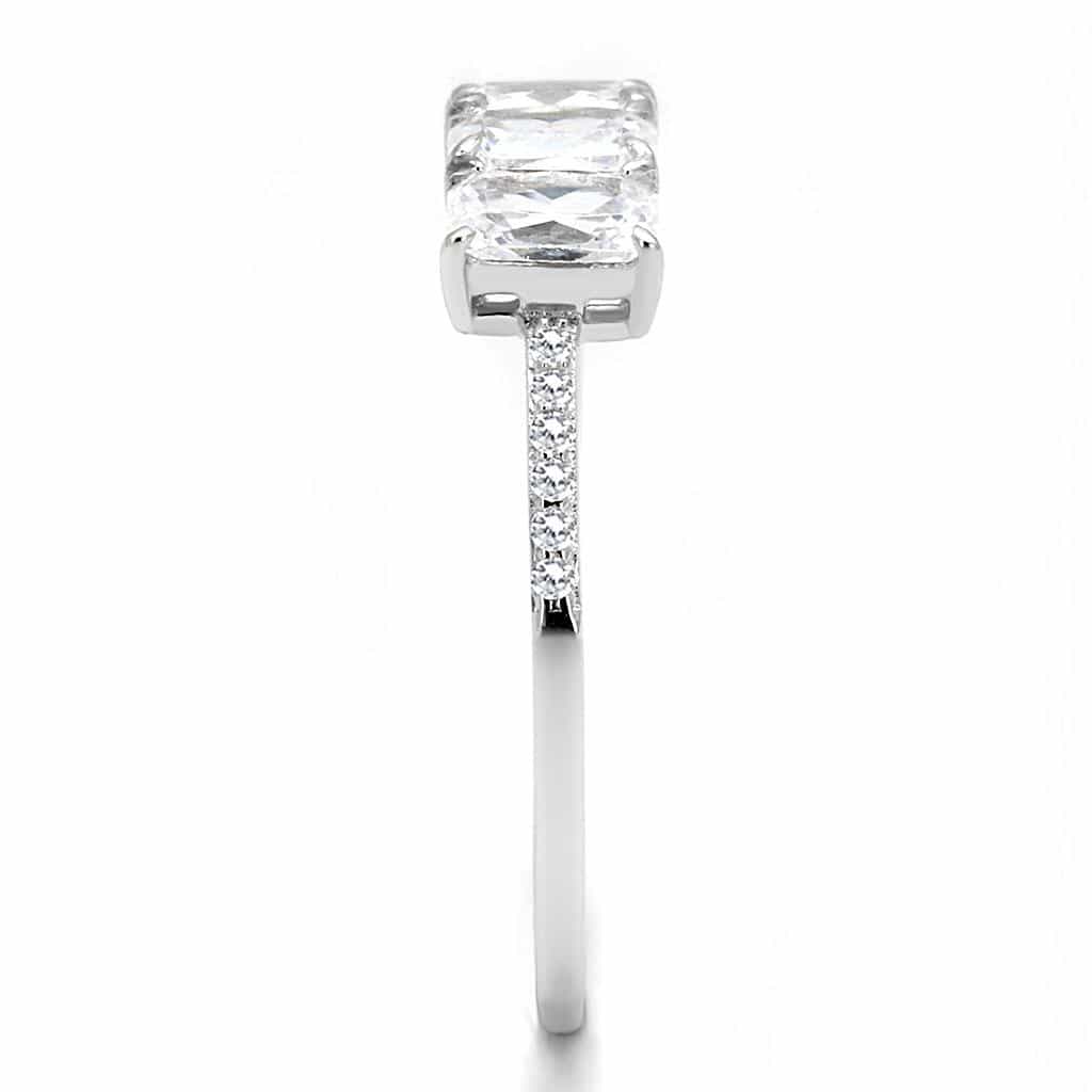 Sterling Silver CZ Baguette Triple Channel Pave Ring view 9