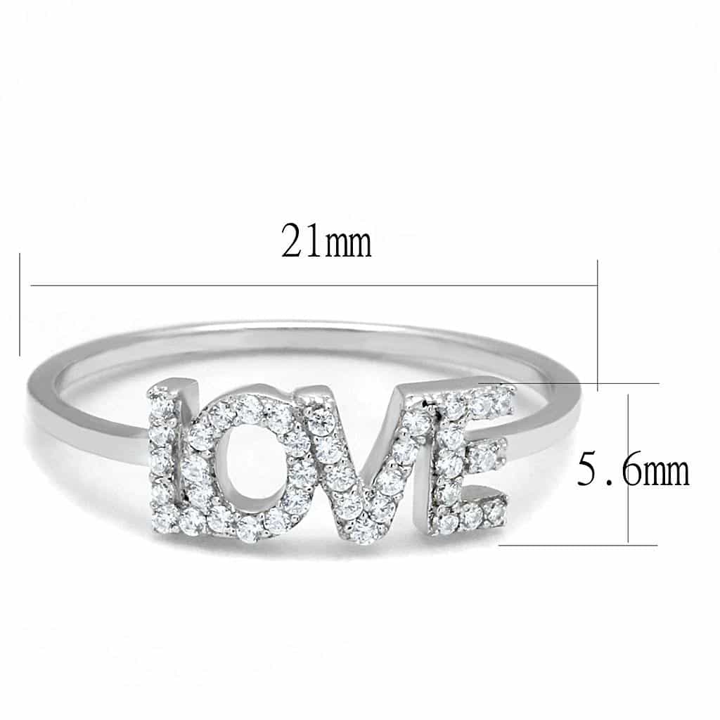 Sterling Silver CZ Pave LOVE Word Letter Ring view 7