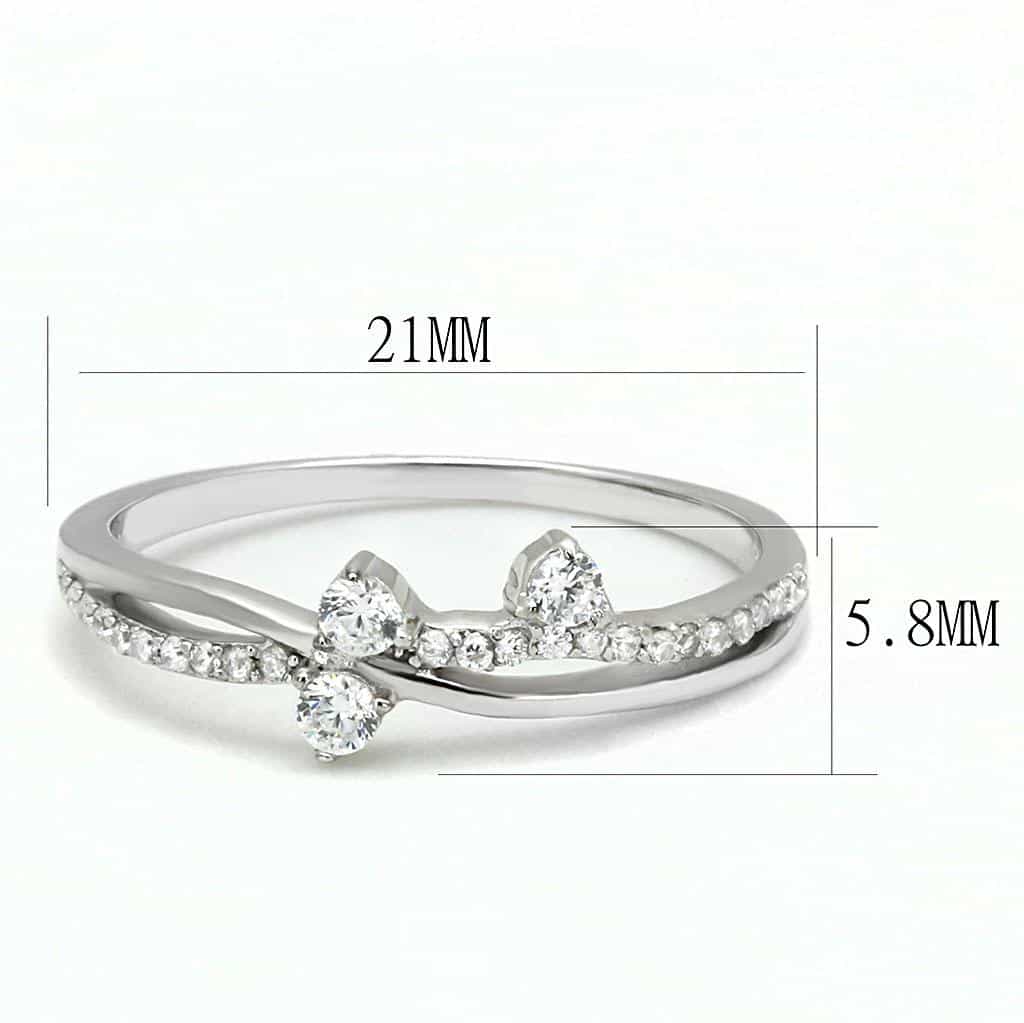 Sterling Silver CZ Double Round Solitaire Pave Open Ring view 7