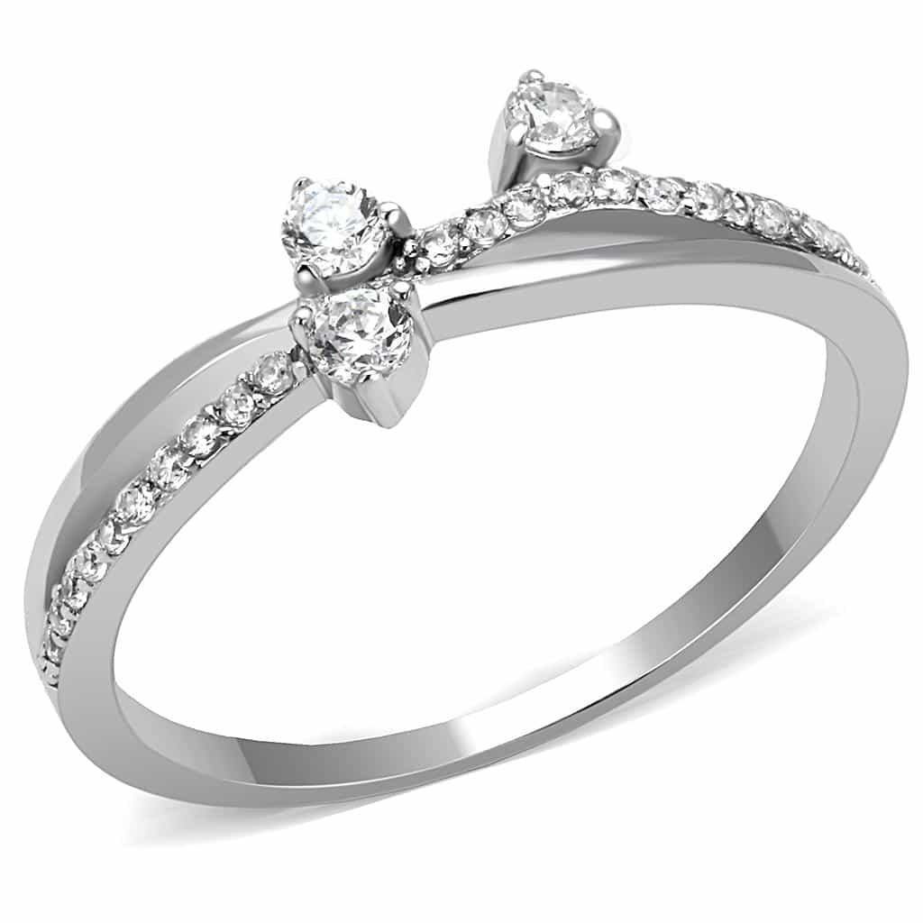 Sterling Silver CZ Double Round Solitaire Pave Open Ring view 10