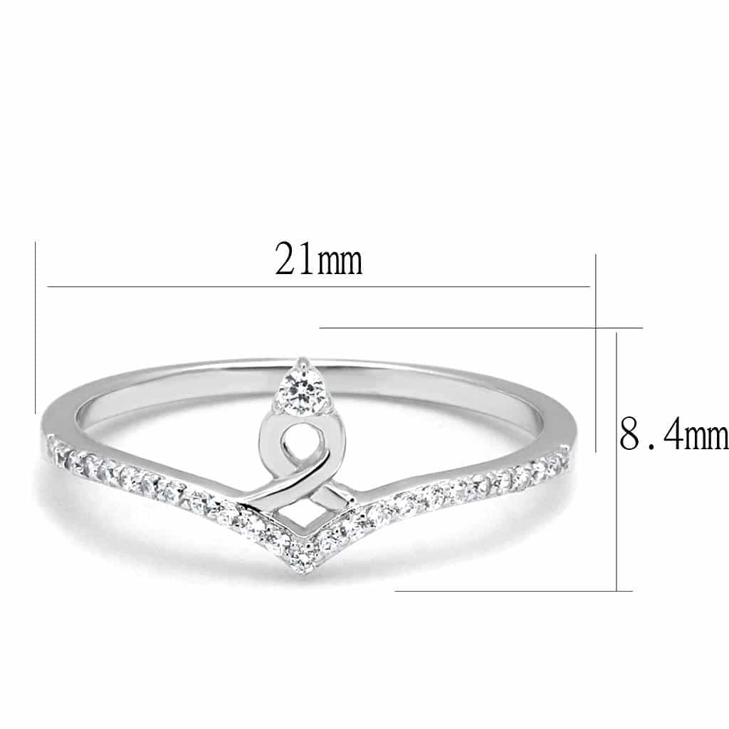 Sterling Silver CZ Oval Halo Ribbon Loop Pave Ring view 7