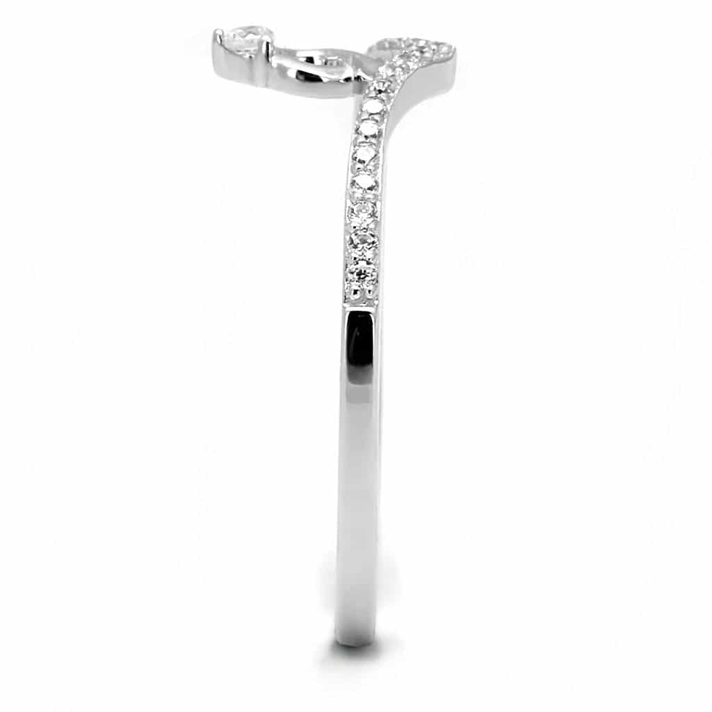Sterling Silver CZ Oval Halo Ribbon Loop Pave Ring view 4