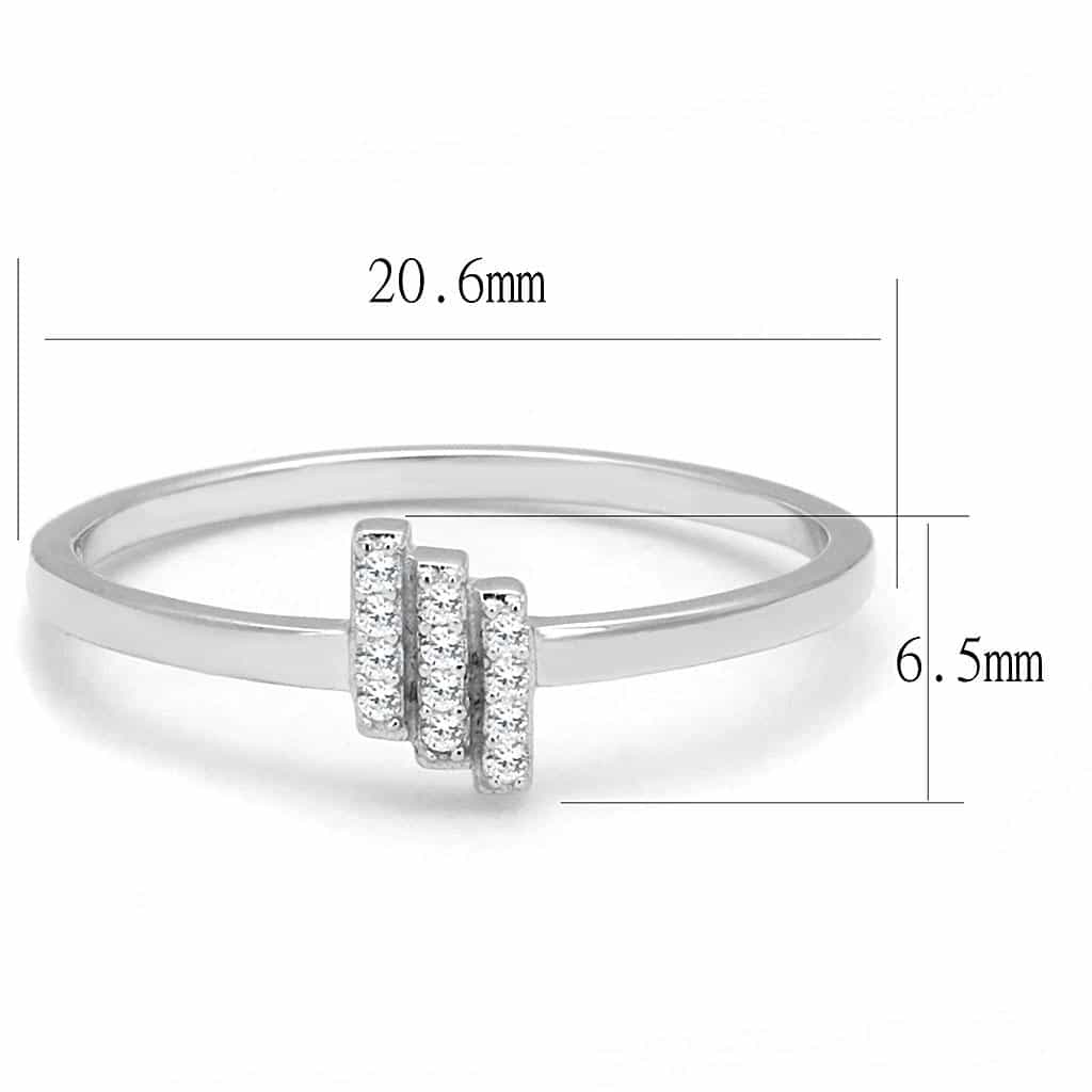 Sterling Silver CZ Triple Bar Channel Open Ring view 2