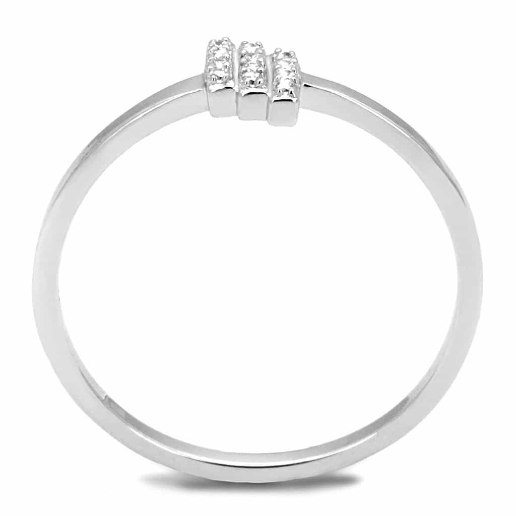 Sterling Silver CZ Triple Bar Channel Open Ring view 8