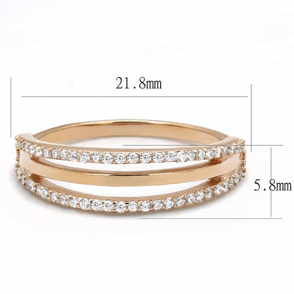 Sterling Silver Gold CZ Pave Bypass Twisted Ring view 2