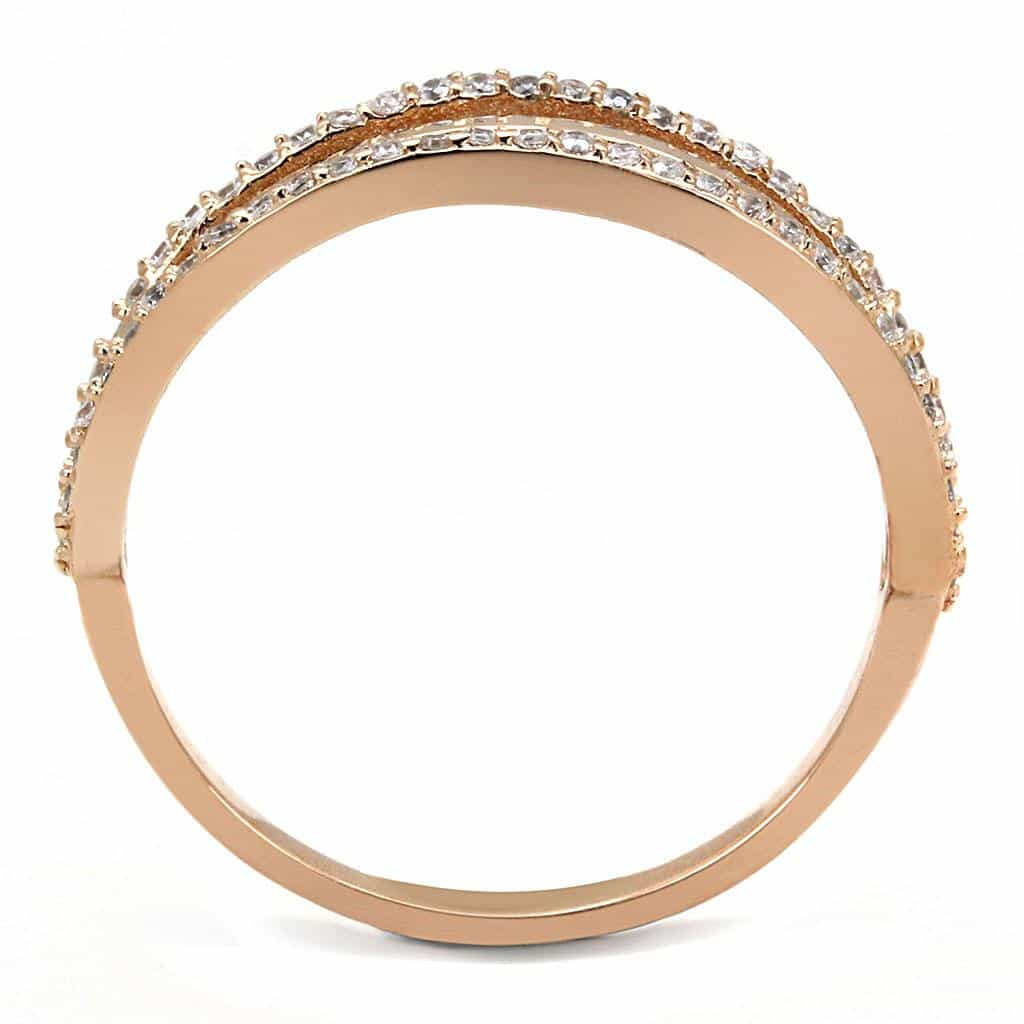 Sterling Silver Gold CZ Pave Bypass Twisted Ring view 8
