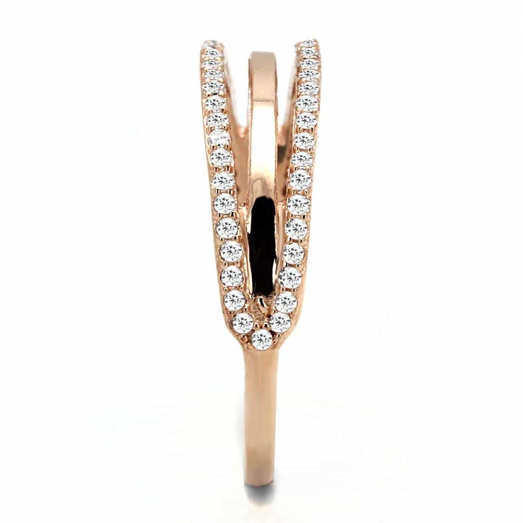 Sterling Silver Gold CZ Pave Bypass Twisted Ring view 9