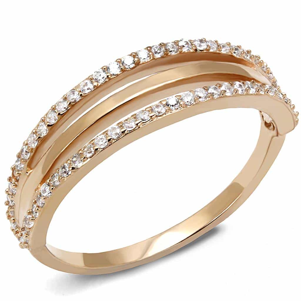 Sterling Silver Gold CZ Pave Bypass Twisted Ring view 10
