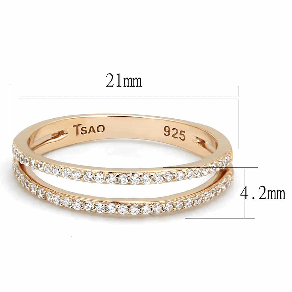 Sterling Silver Gold CZ Double Row Pave Eternity Ring view 7