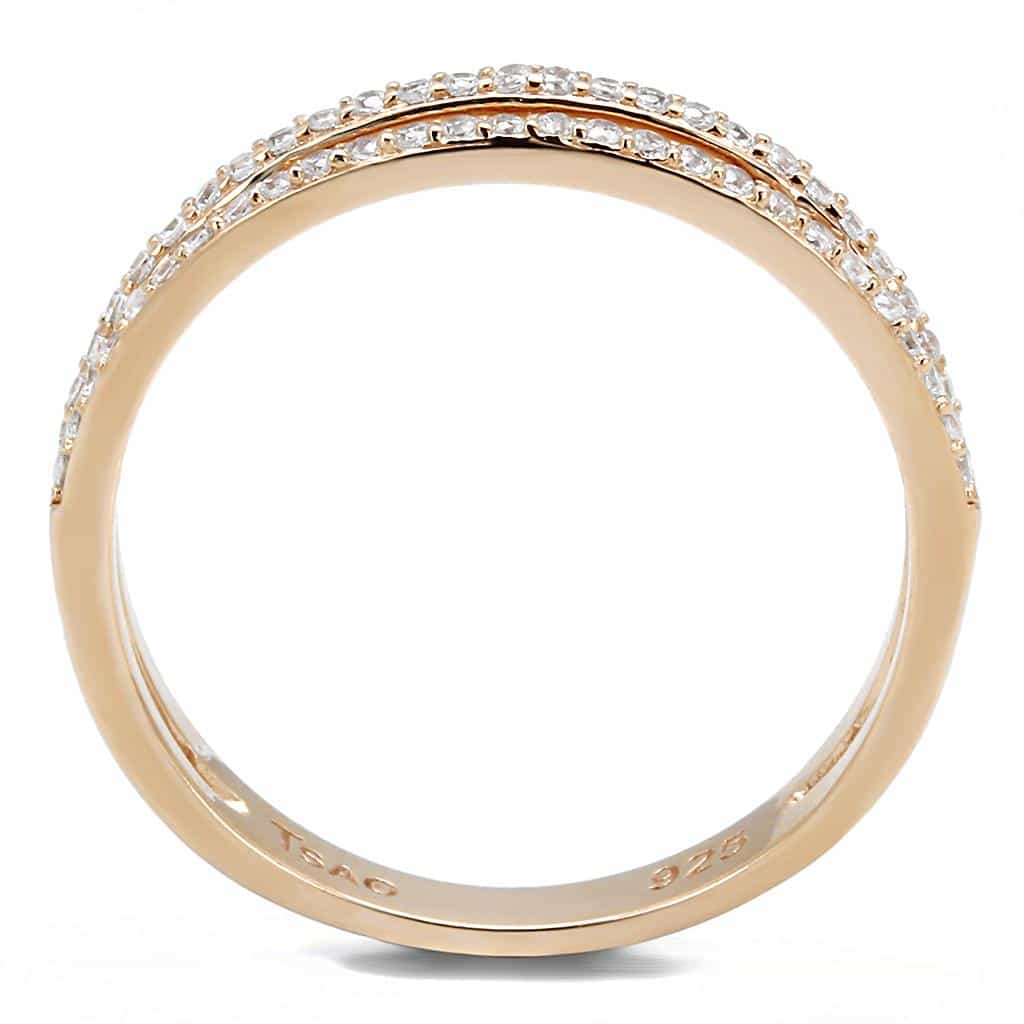 Sterling Silver Gold CZ Double Row Pave Eternity Ring view 3