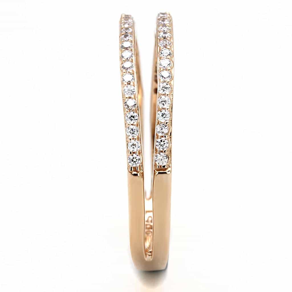 Sterling Silver Gold CZ Double Row Pave Eternity Ring view 9