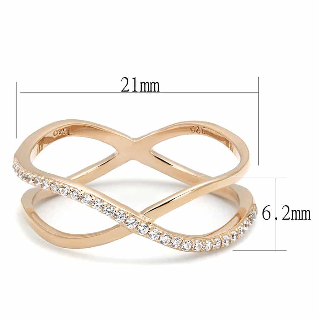 Sterling Silver Gold Infinity X Crossover Open Ring view 2