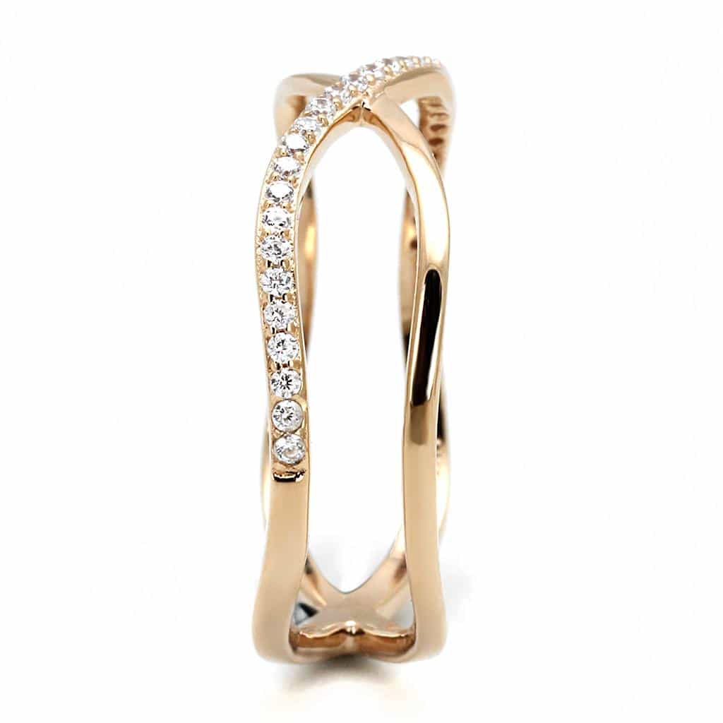 Sterling Silver Gold Infinity X Crossover Open Ring view 9