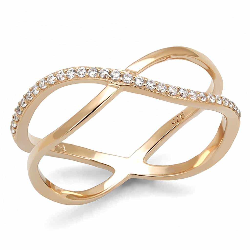 Sterling Silver Gold Infinity X Crossover Open Ring view 5