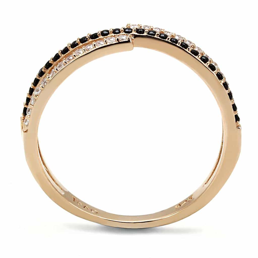 Sterling Silver Gold Black White CZ Double Row Pave Ring view 8