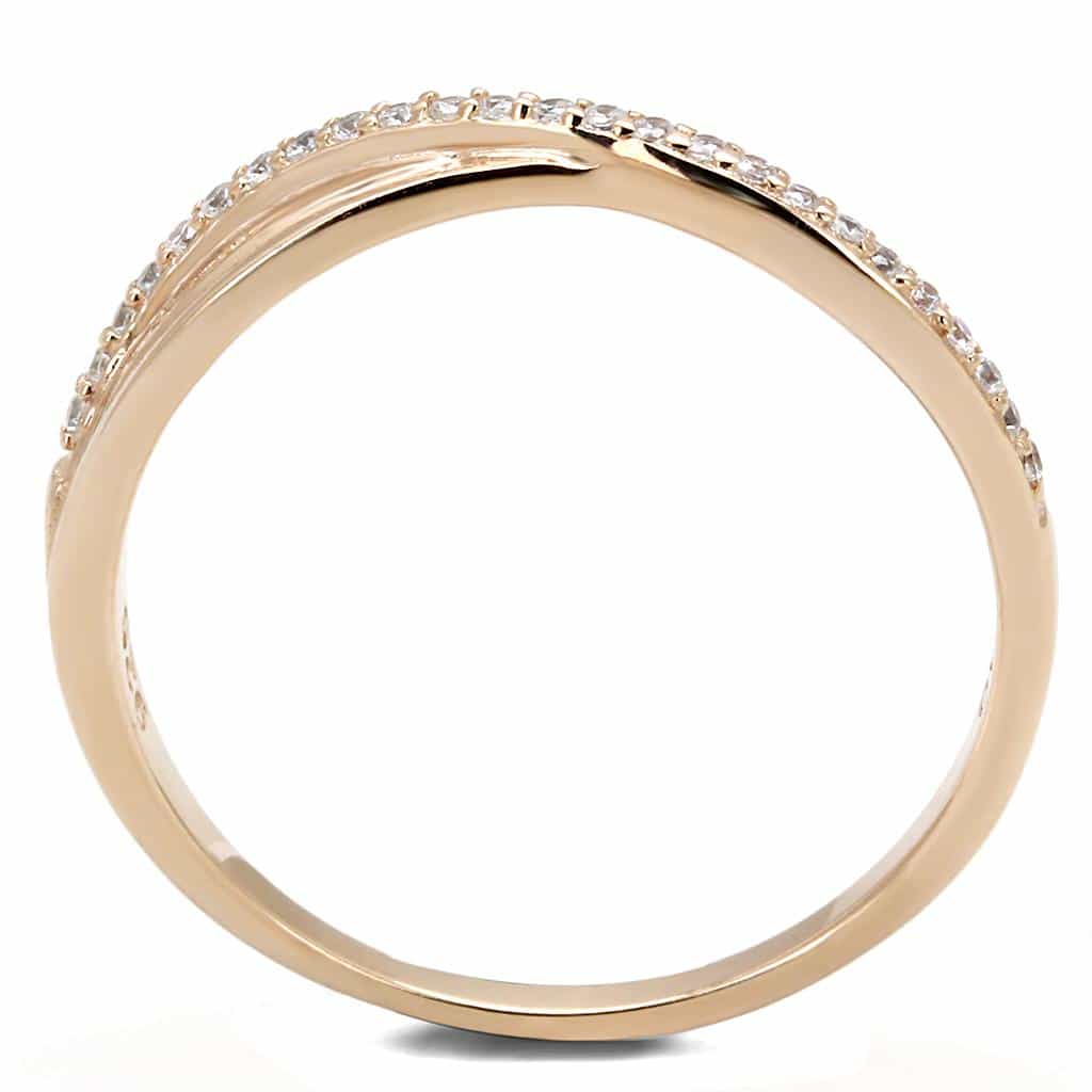 Sterling Silver Gold CZ Pave Twisted Intertwined Band Ring view 9