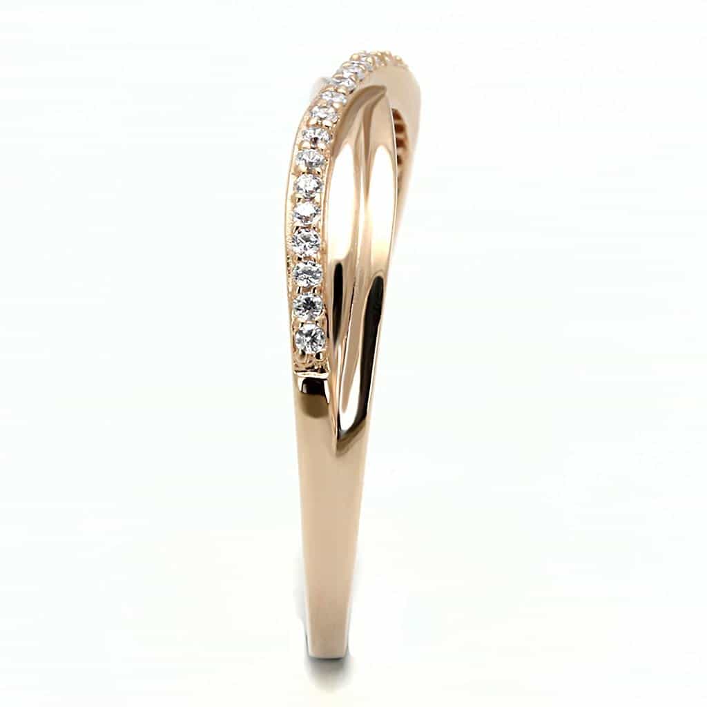 Sterling Silver Gold CZ Pave Twisted Intertwined Band Ring view 4