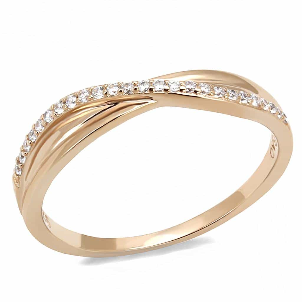 Sterling Silver Gold CZ Pave Twisted Intertwined Band Ring view 11
