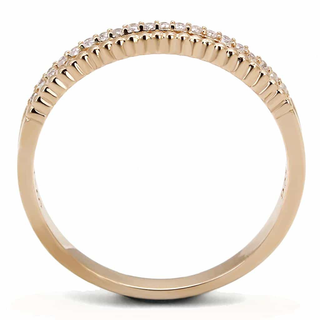 Sterling Silver Gold CZ Crossover X Pave Ring view 9