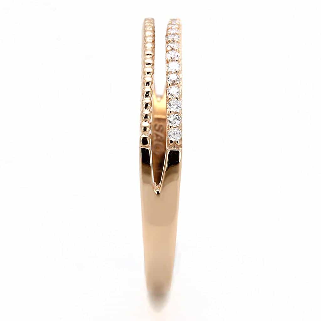 Sterling Silver Gold CZ Crossover X Pave Ring view 10