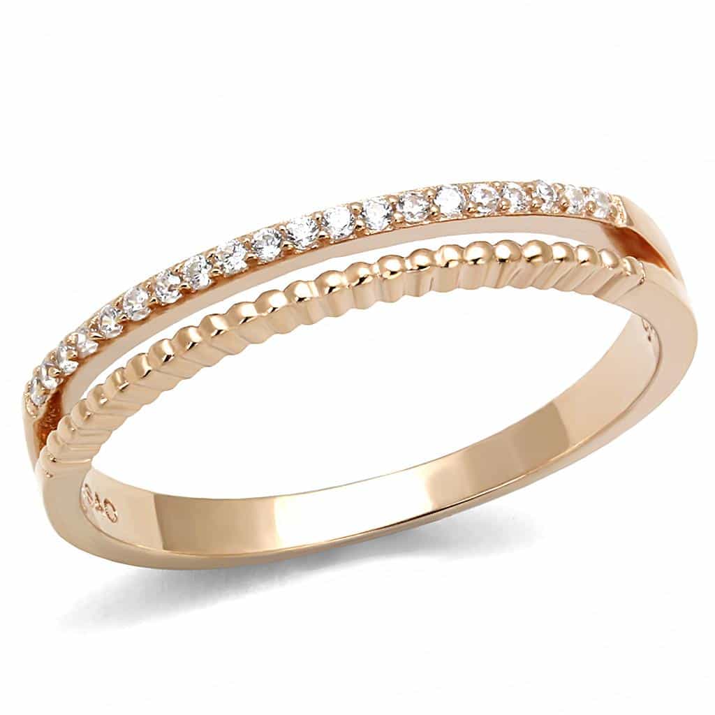 Sterling Silver Gold CZ Crossover X Pave Ring view 11
