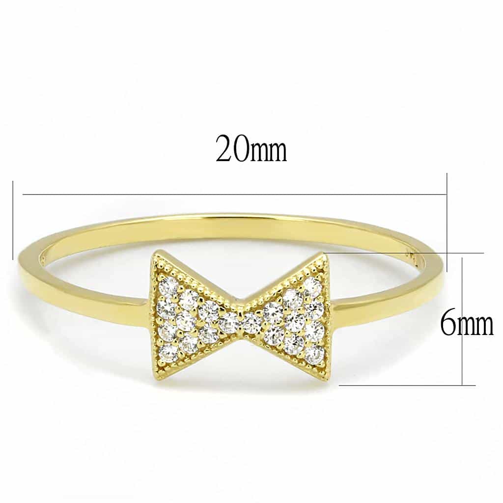 Sterling Silver Gold CZ Pave Bow Ribbon Ring view 8