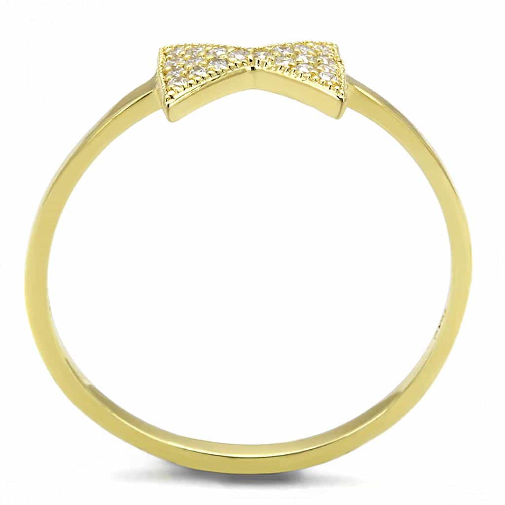 Sterling Silver Gold CZ Pave Bow Ribbon Ring view 9