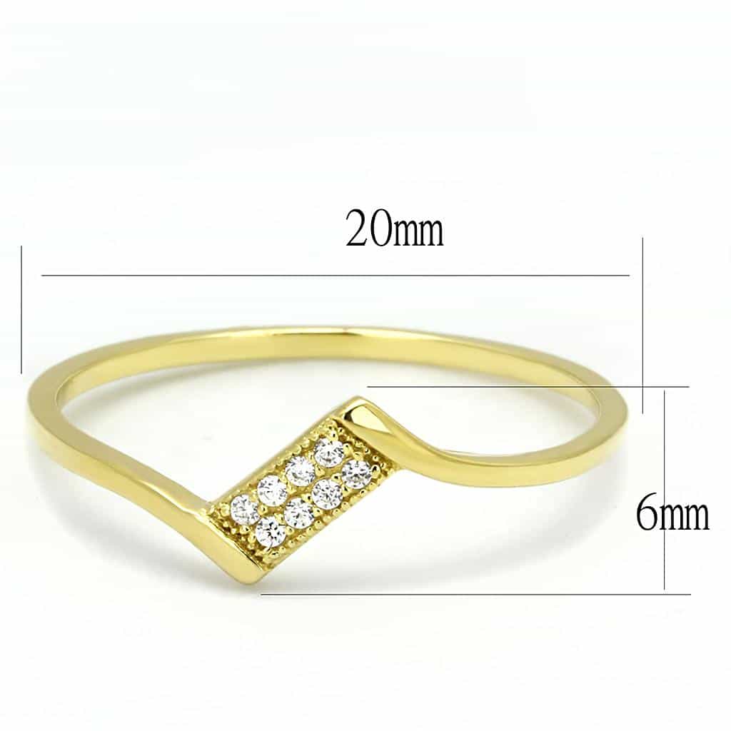 Sterling Silver Gold CZ Pave Chevron V Ring view 7