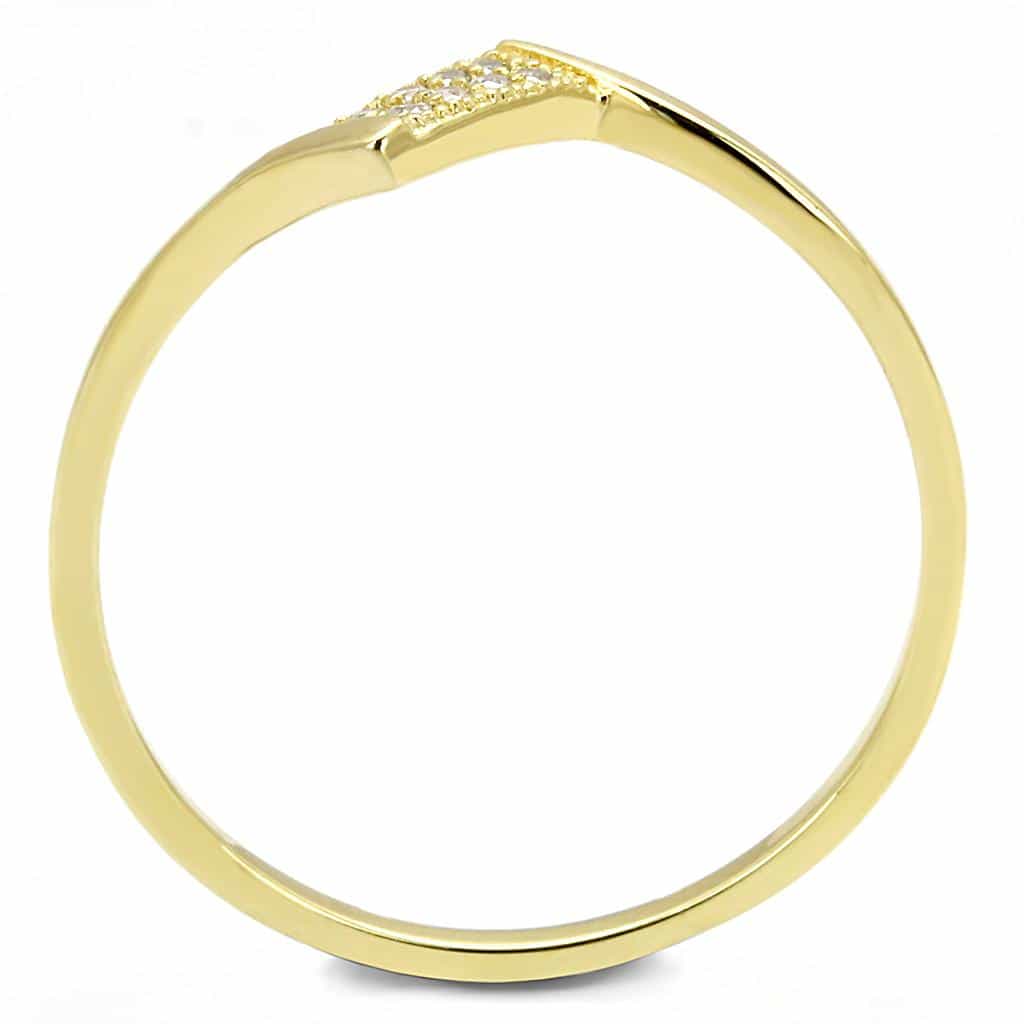Sterling Silver Gold CZ Pave Chevron V Ring view 8