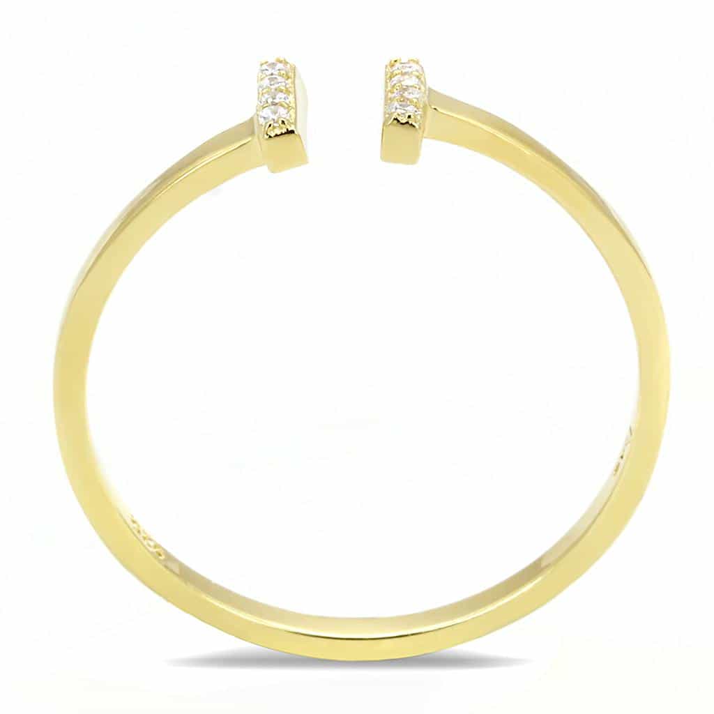 Sterling Silver Gold CZ Pave Double T Bar Open Ring view 9