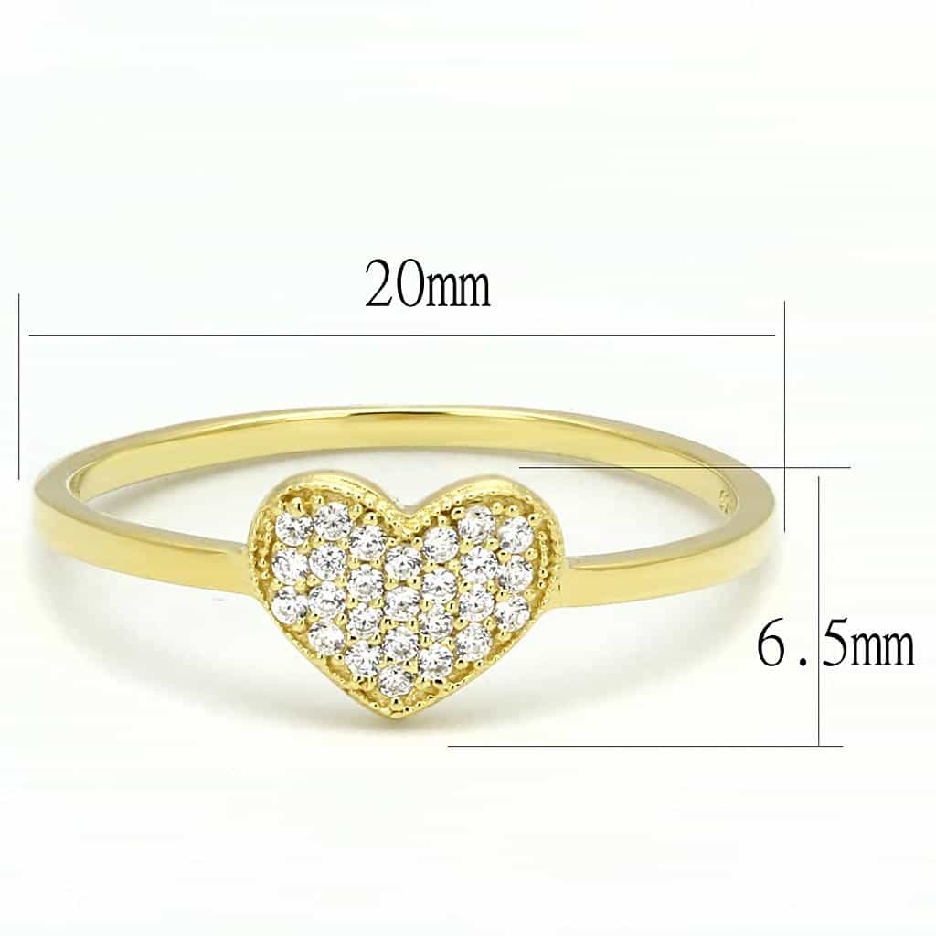 Sterling Silver Gold CZ Pave Heart Ring | The Stainless Jewelry view 7