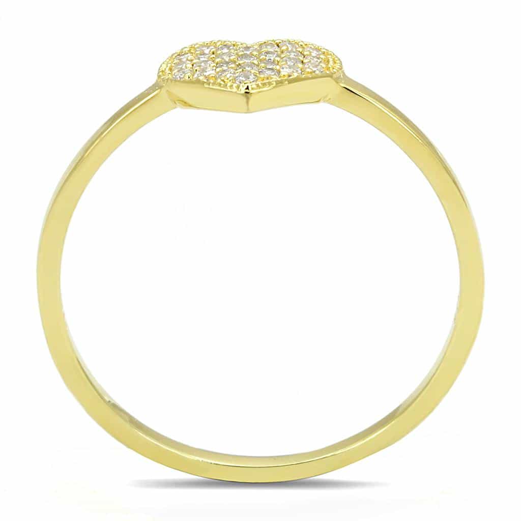 Sterling Silver Gold CZ Pave Heart Ring | The Stainless Jewelry view 8