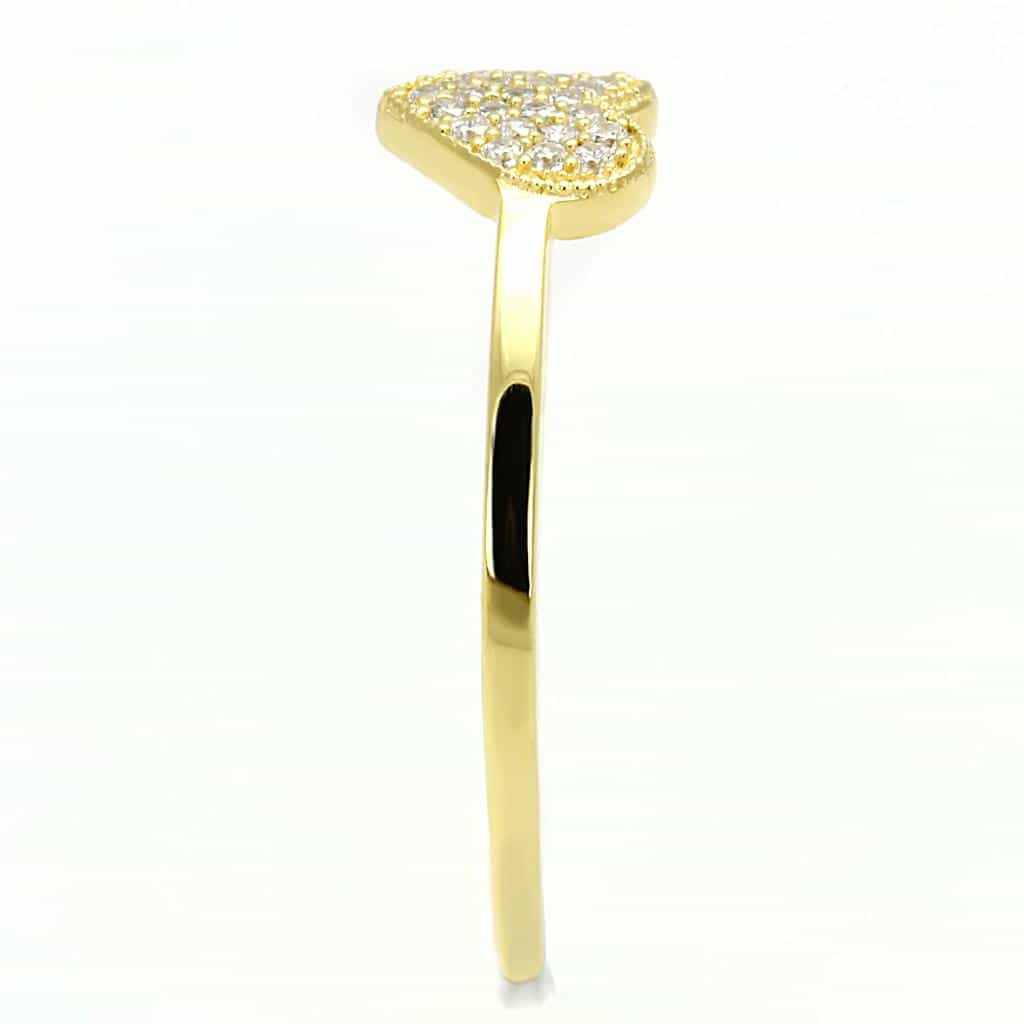 Sterling Silver Gold CZ Pave Heart Ring | The Stainless Jewelry view 9