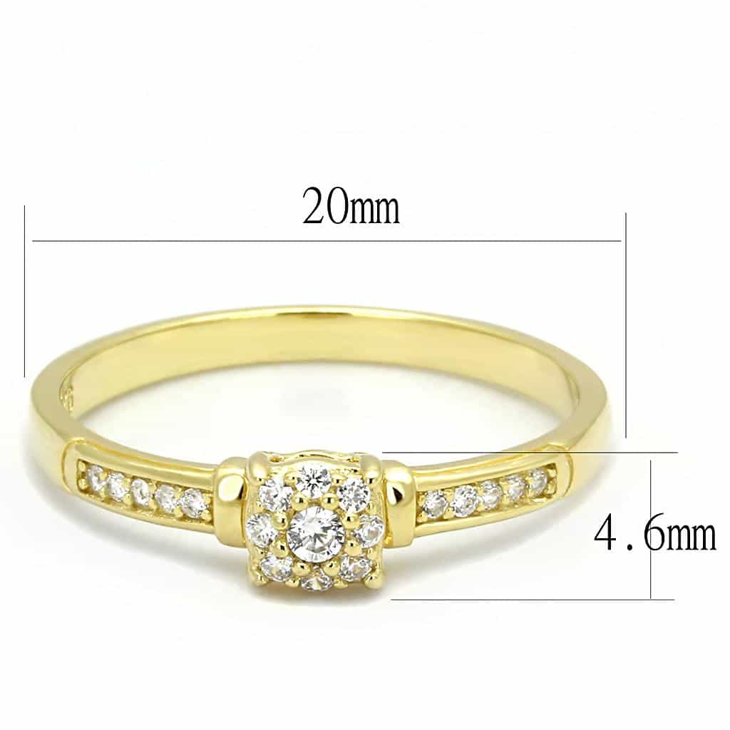 Sterling Silver Gold CZ Round Cluster Halo Pave Ring view 7