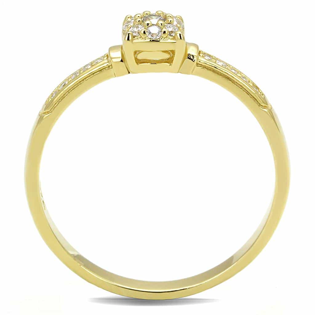 Sterling Silver Gold CZ Round Cluster Halo Pave Ring view 8