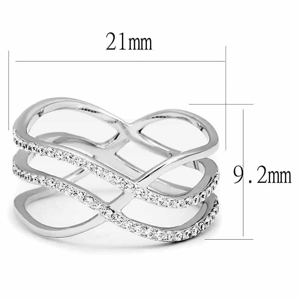 Sterling Silver CZ Pave Infinity Double Loop Crossover Ring view 7