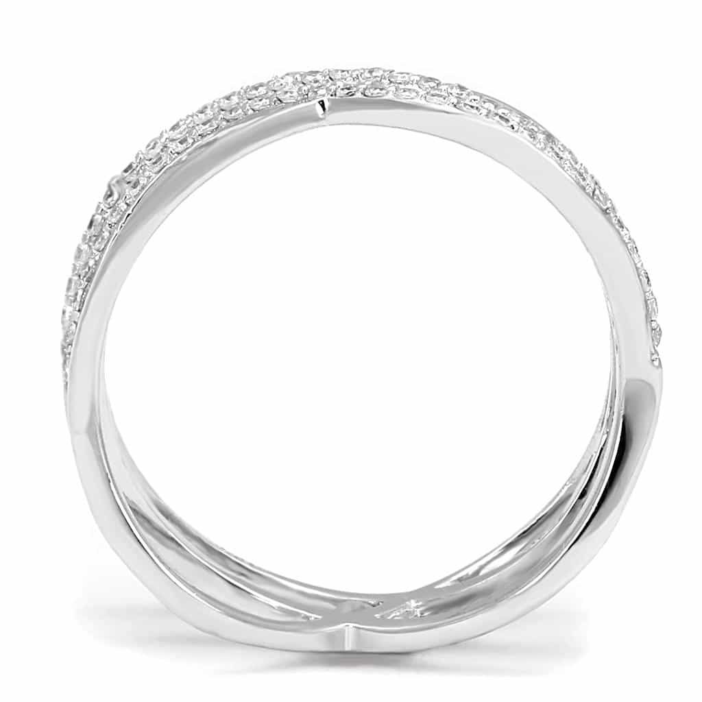 Sterling Silver CZ Pave Infinity Double Loop Crossover Ring view 8