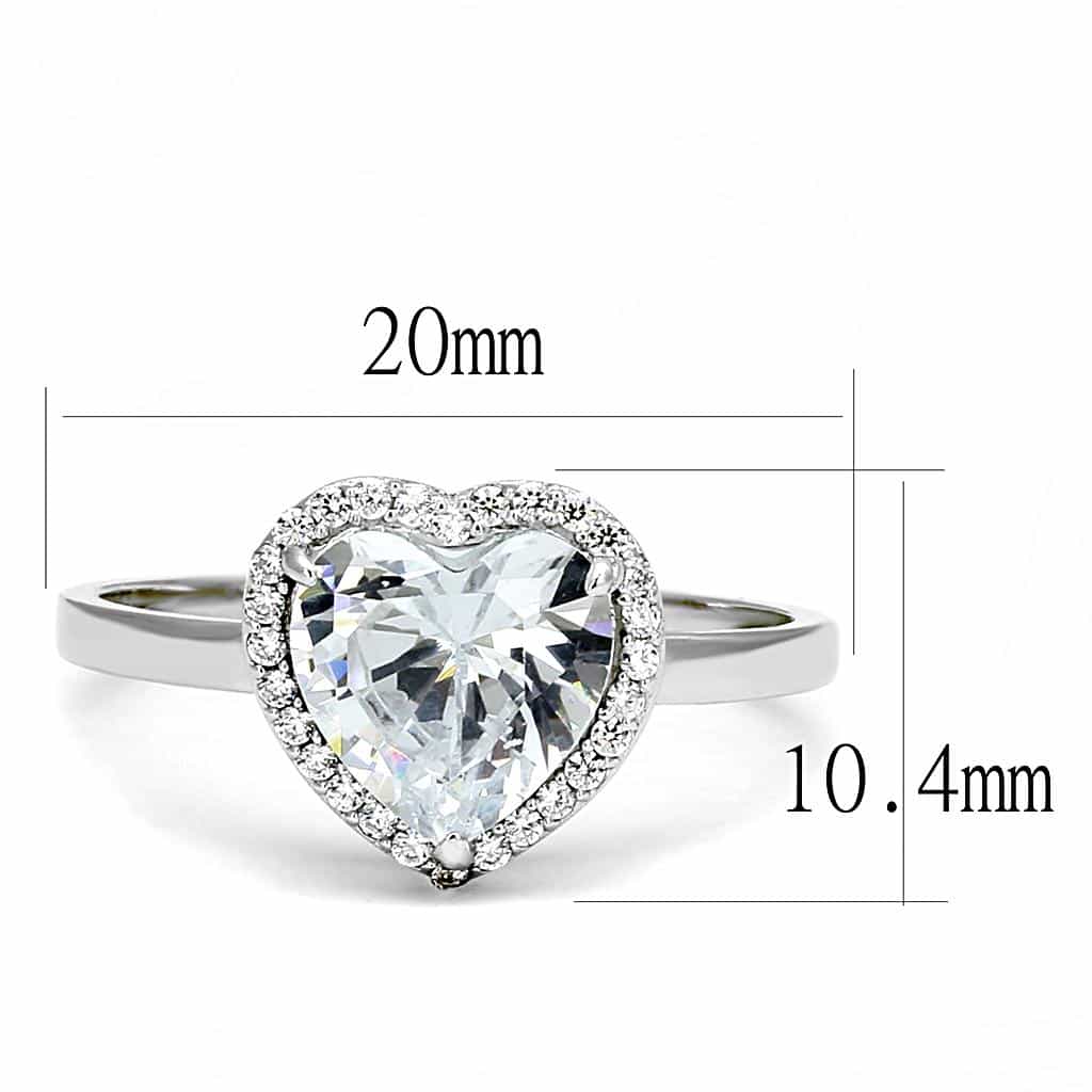 Sterling Silver CZ Heart Solitaire Halo Pave Ring view 7