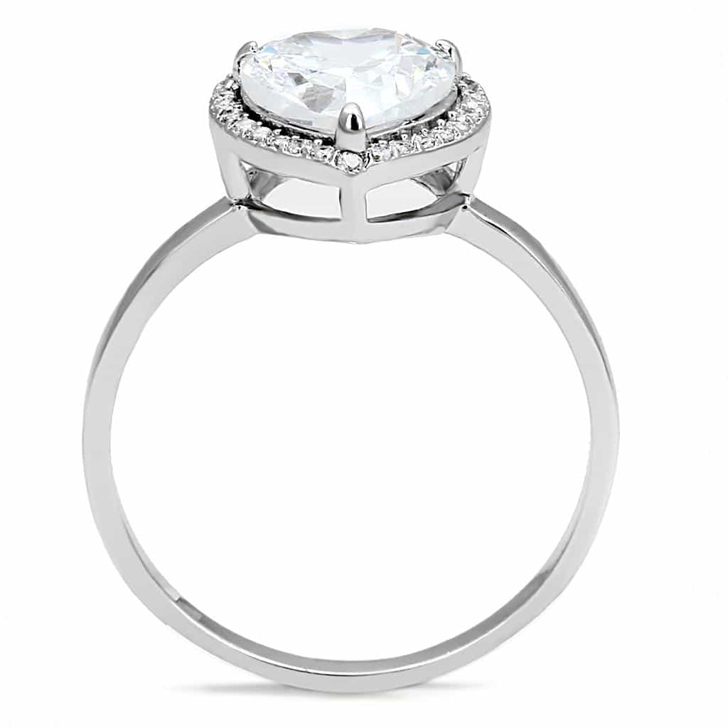 Sterling Silver CZ Heart Solitaire Halo Pave Ring view 8