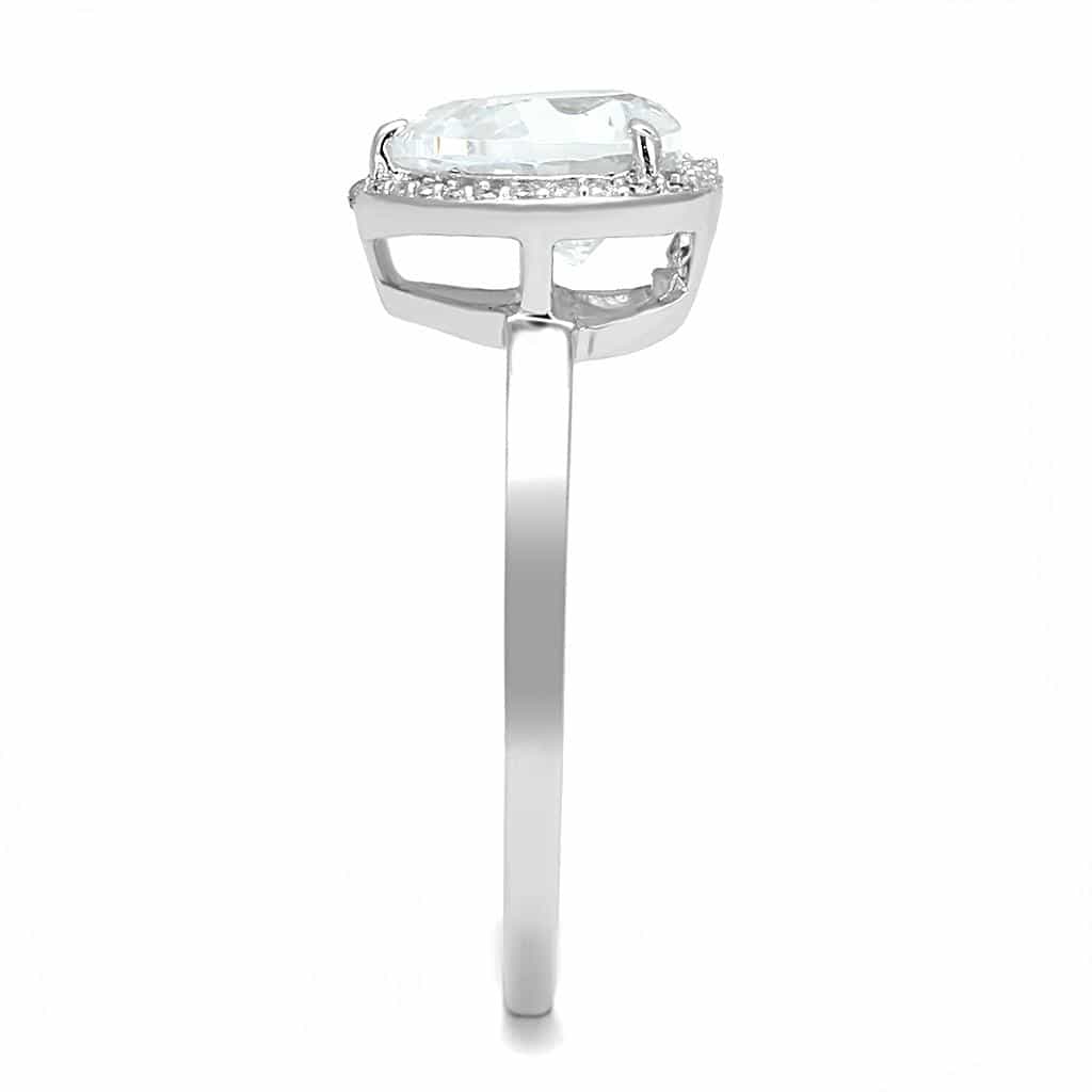 Sterling Silver CZ Heart Solitaire Halo Pave Ring view 9