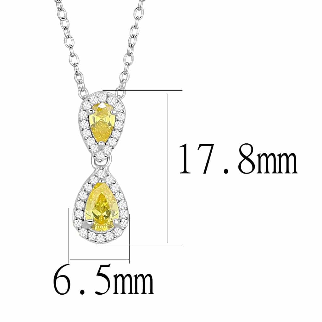 Sterling Silver Gold Yellow CZ Pear Halo Drop Pendant view 2