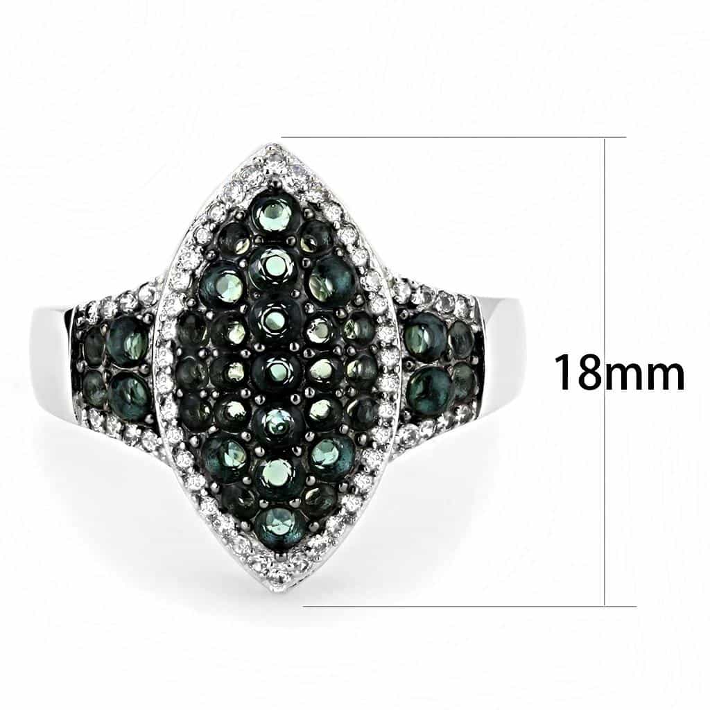 Sterling Silver Green Alexandrite CZ Marquise Cluster Pave Ring view 2