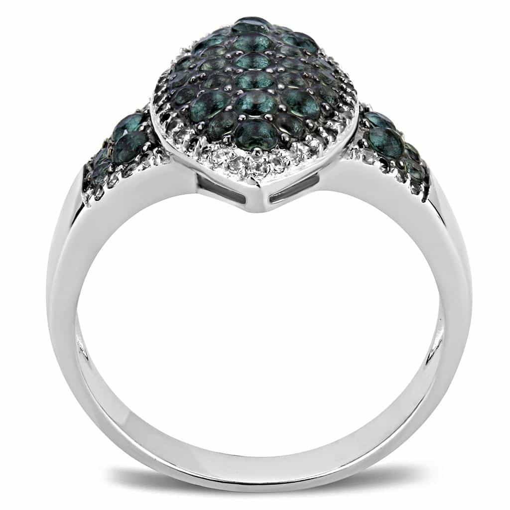 Sterling Silver Green Alexandrite CZ Marquise Cluster Pave Ring view 8
