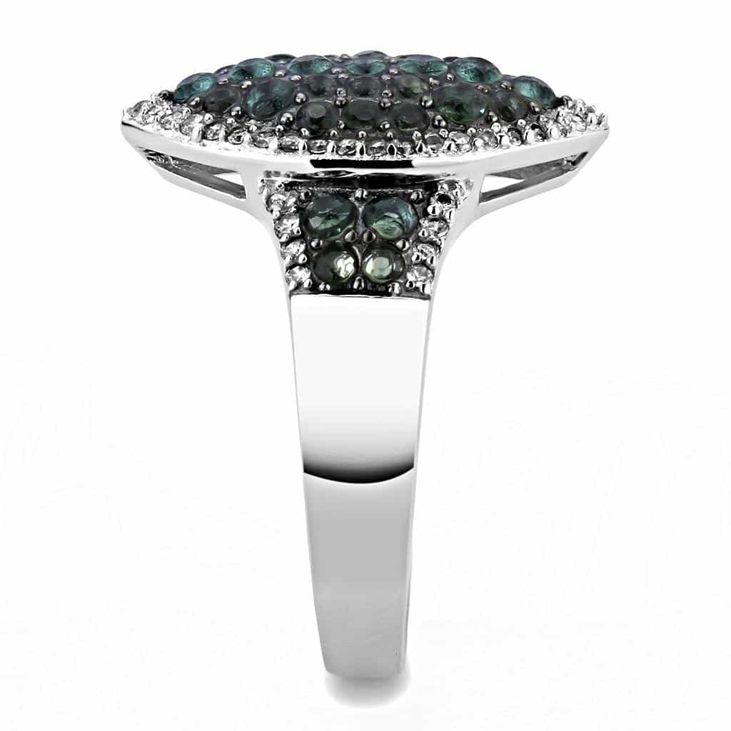 Sterling Silver Green Alexandrite CZ Marquise Cluster Pave Ring view 9